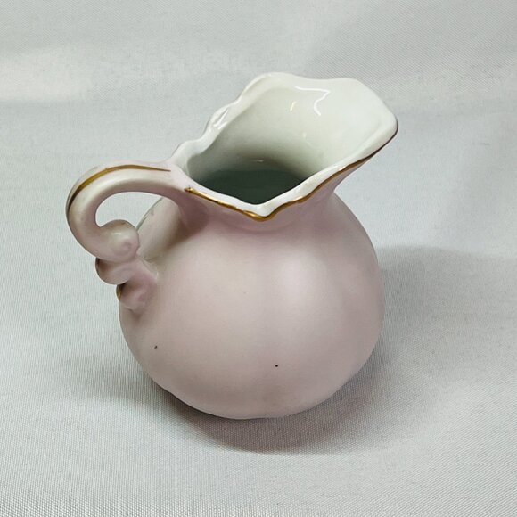 Lefton Pink China Creamer Vintage Hand Painted Small Pitcher Jug Roses #8208 - Picture 10 of 11